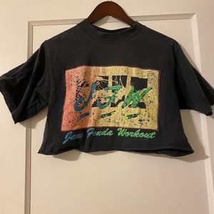 VINTAGE, authentic Jane Fonda Workout Tshirt, cropped, size L